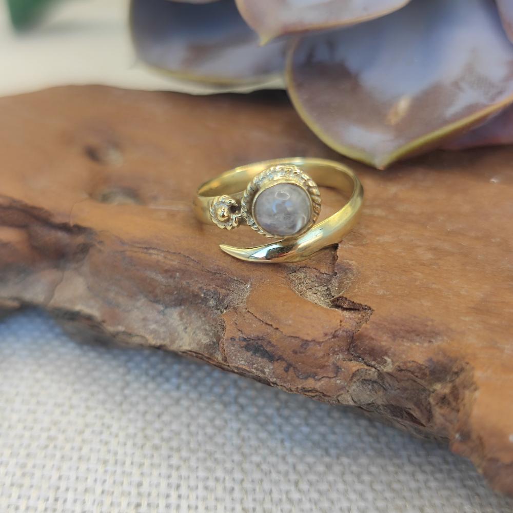 ANELLO etnico in ottone con pietra - BASIA