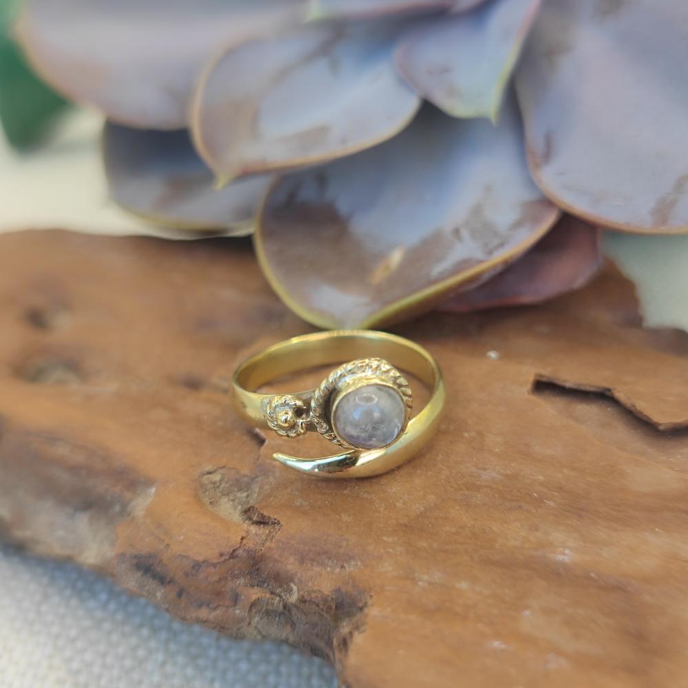 ANELLO etnico in ottone con pietra - BASIA