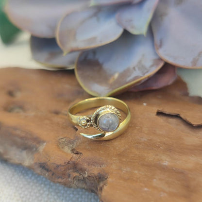 ANELLO etnico in ottone con pietra - BASIA