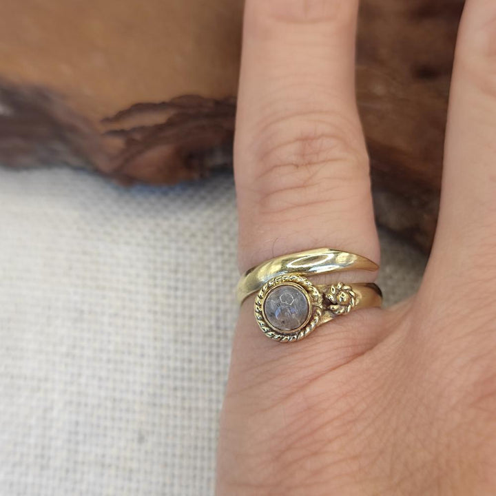 ANELLO etnico in ottone con pietra - BASIA
