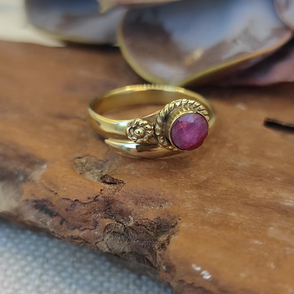 ANELLO etnico in ottone con pietra - BASIA