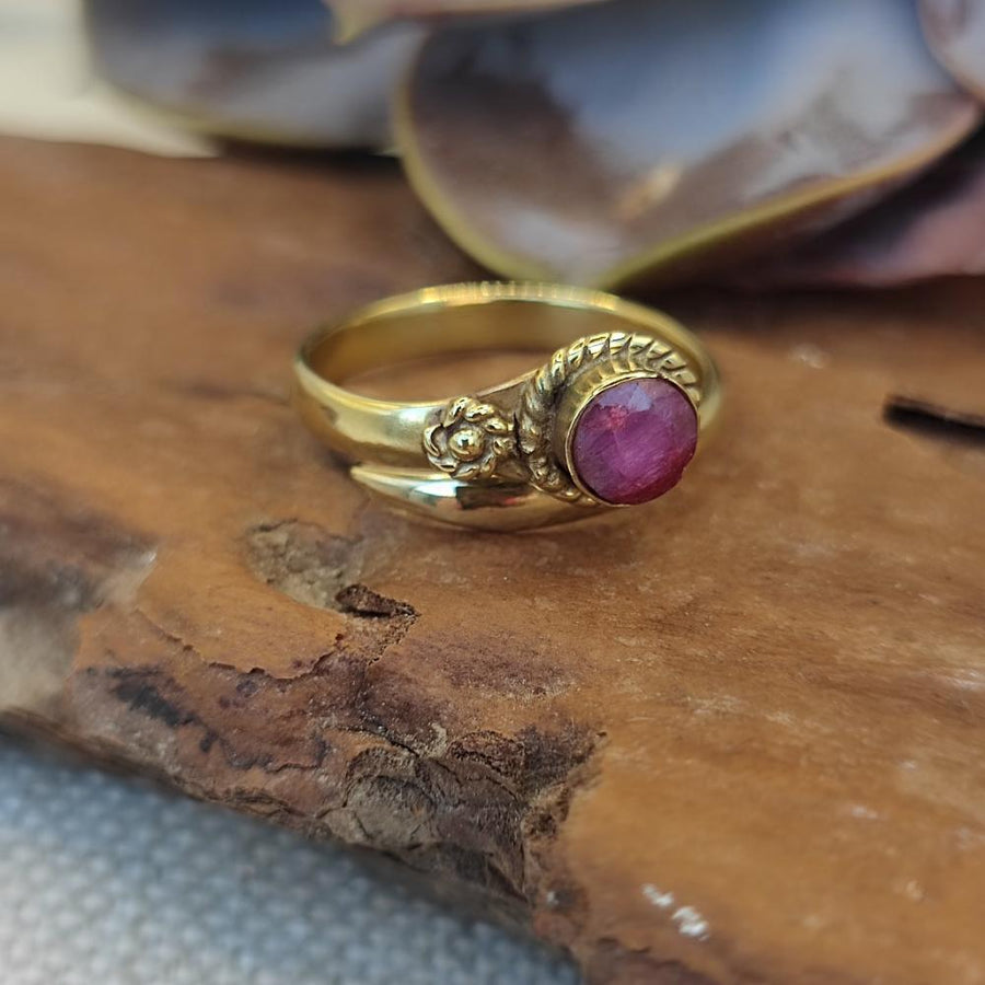 ANELLO etnico in ottone con pietra - BASIA