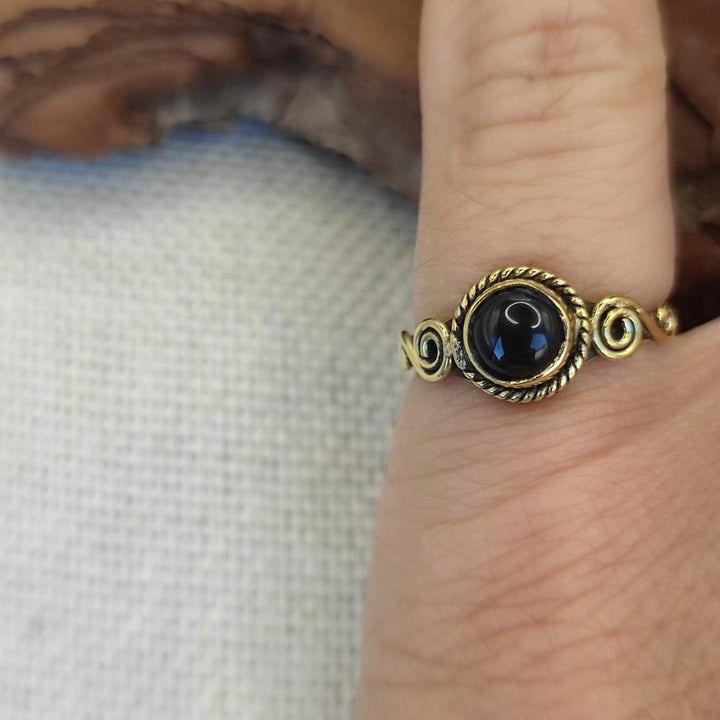 ANELLO etnico in ottone con pietra - KATRAS