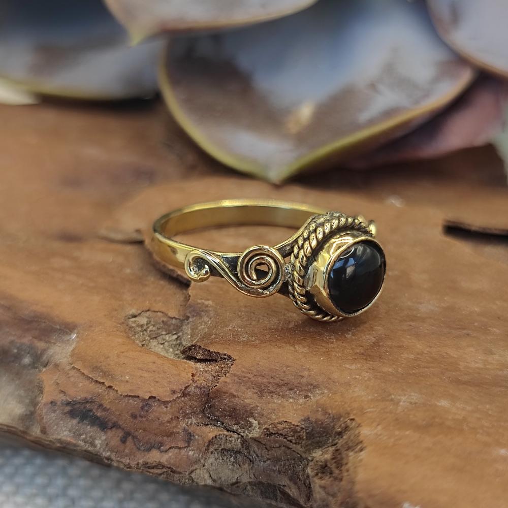 ANELLO etnico in ottone con pietra - KATRAS