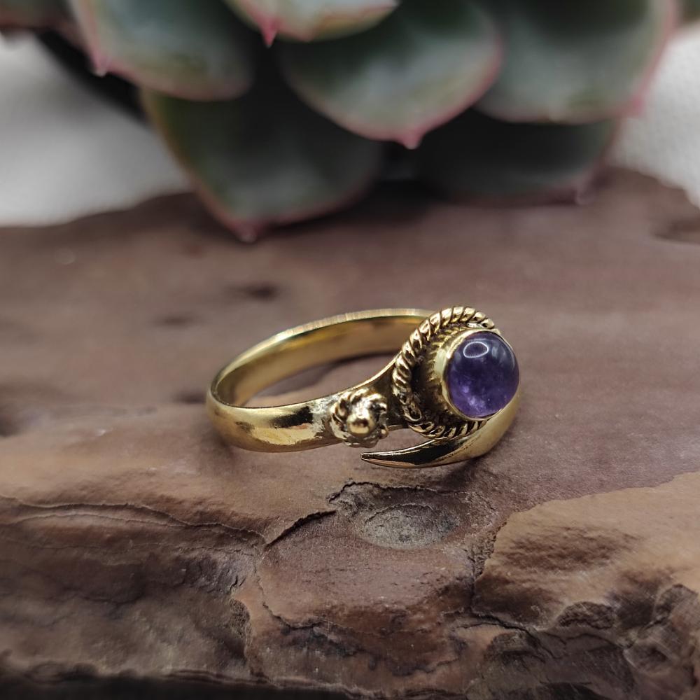 ANELLO etnico in ottone con pietra - BASIA