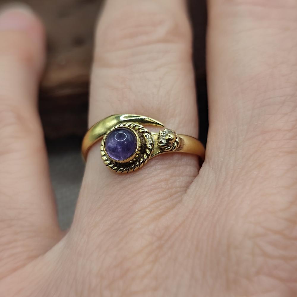 ANELLO etnico in ottone con pietra - BASIA