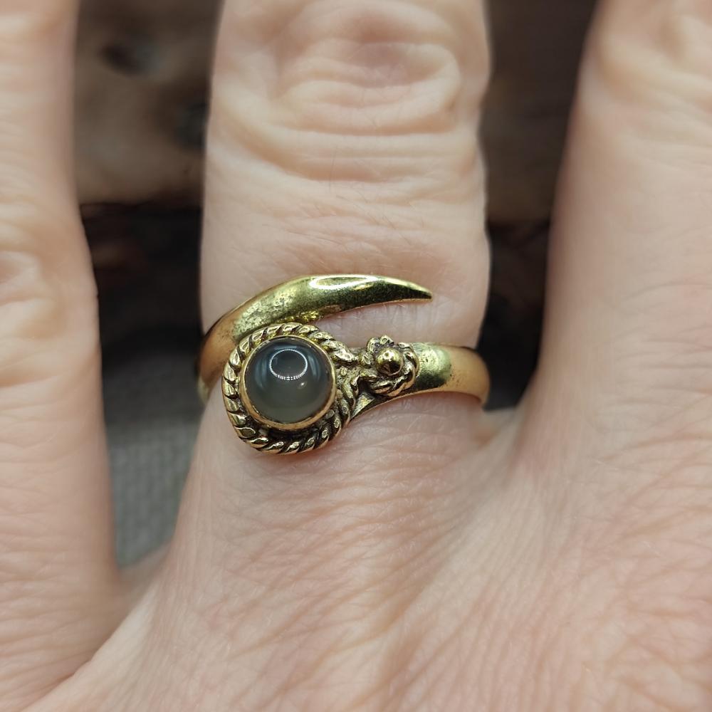 ANELLO etnico in ottone con pietra - BASIA