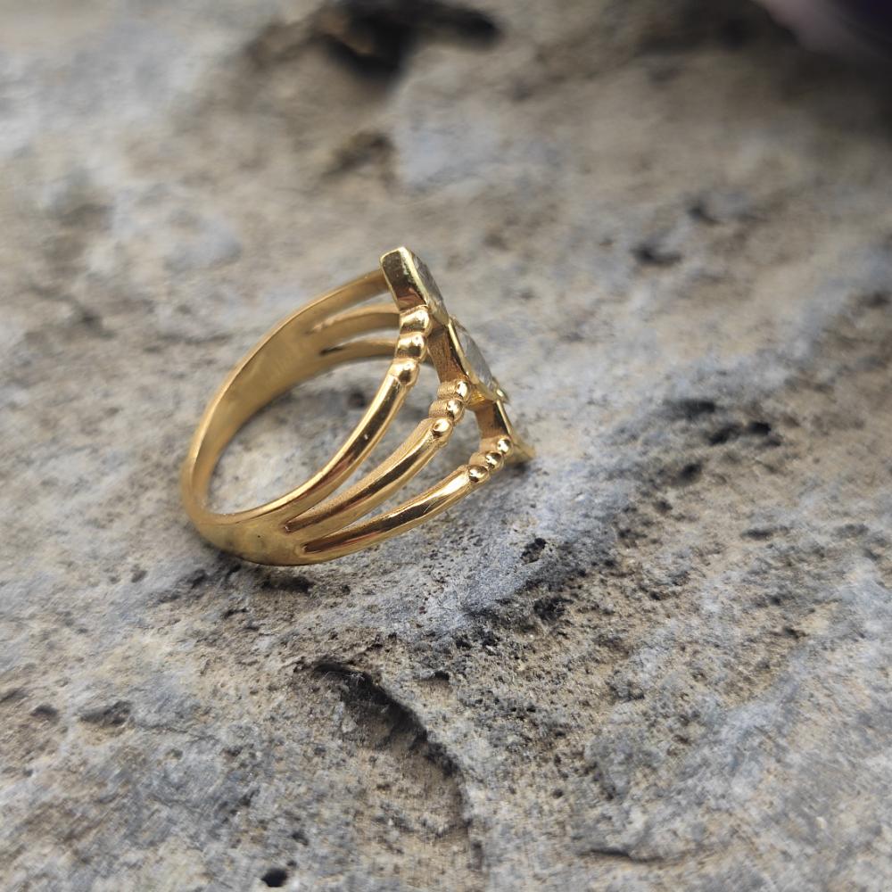 ANELLO etnico in ottone pietra di luna - DEVJI