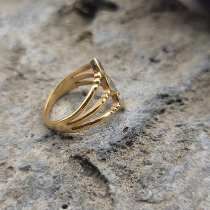 ANELLO etnico in ottone pietra di luna - DEVJI