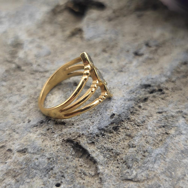 ANELLO etnico in ottone pietra di luna - DEVJI