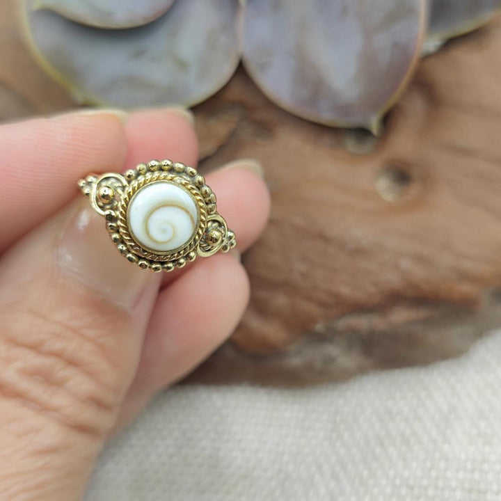 ANELLO etnico in ottone con pietra - DUBRA