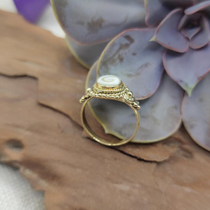 ANELLO etnico in ottone con pietra - DUBRA