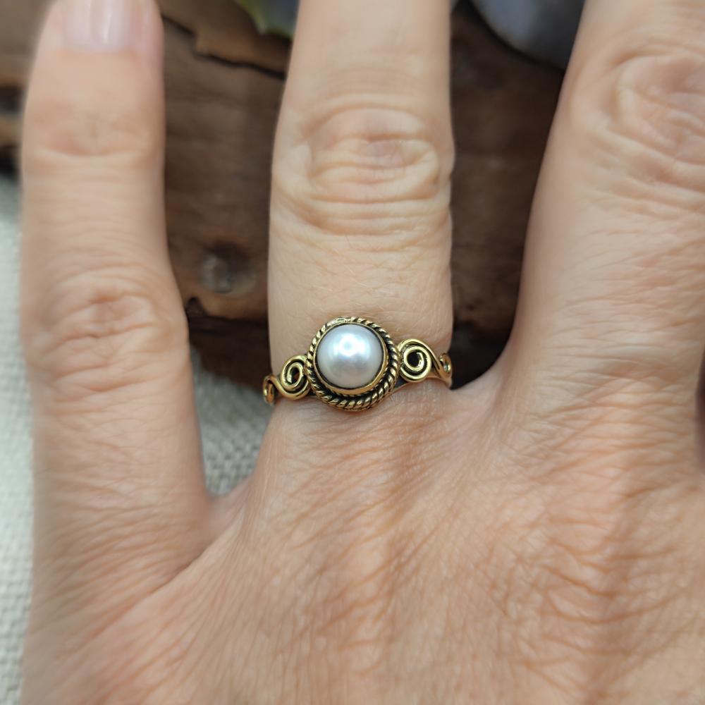 ANELLO etnico in ottone con pietra - KATRAS