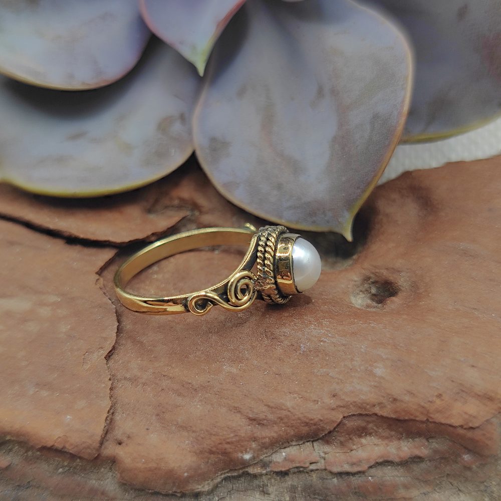 ANELLO etnico in ottone con pietra - KATRAS