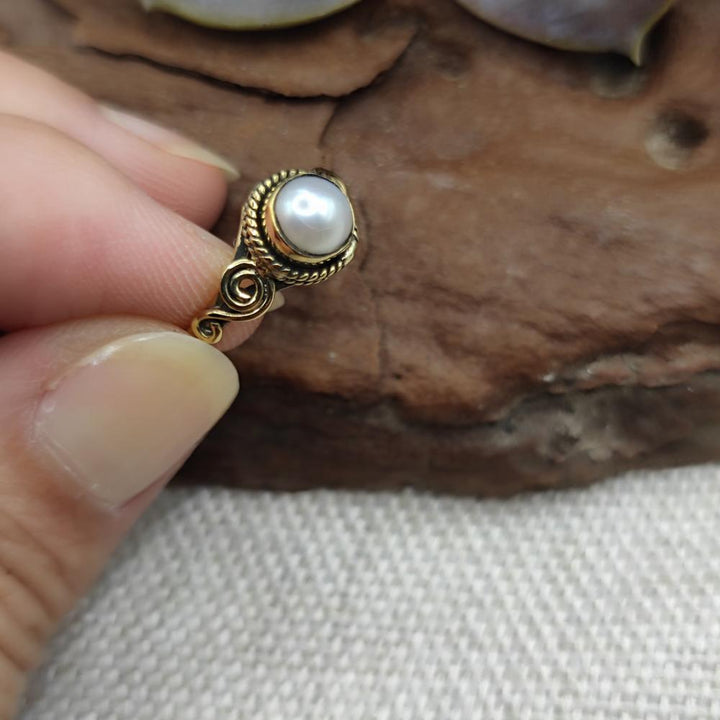 ANELLO etnico in ottone con pietra - KATRAS