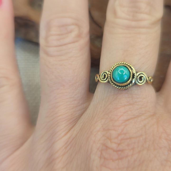 ANELLO etnico in ottone con pietra - KATRAS