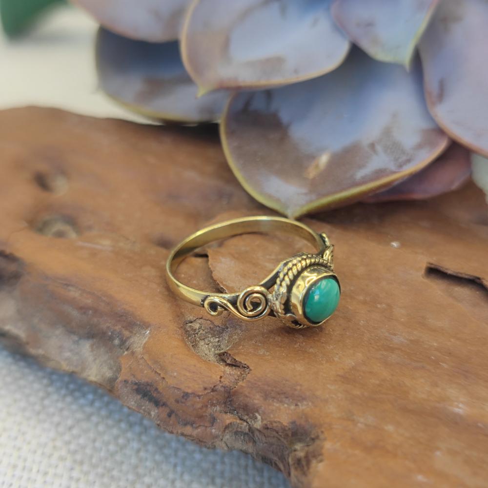 ANELLO etnico in ottone con pietra - KATRAS