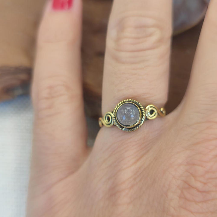 ANELLO etnico in ottone con pietra - KATRAS