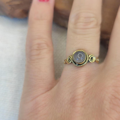 ANELLO etnico in ottone con pietra - KATRAS