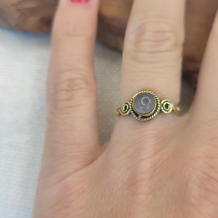 ANELLO etnico in ottone con pietra - KATRAS