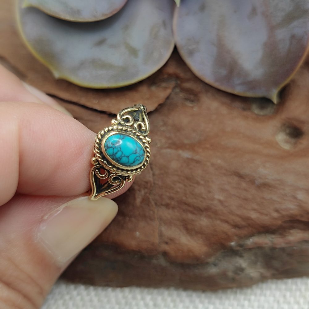 ANELLO etnico in ottone con pietra - TALAMUK
