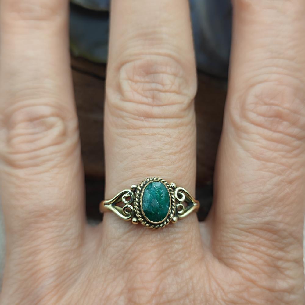 ANELLO etnico in ottone con pietra - TALAMUK