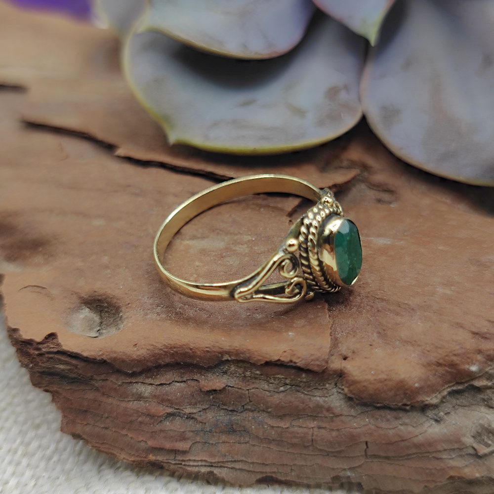 ANELLO etnico in ottone con pietra - TALAMUK