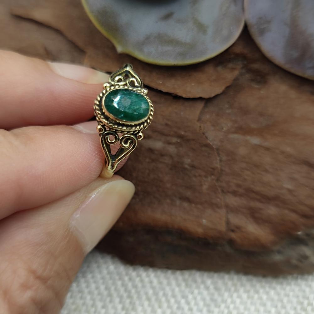 ANELLO etnico in ottone con pietra - TALAMUK