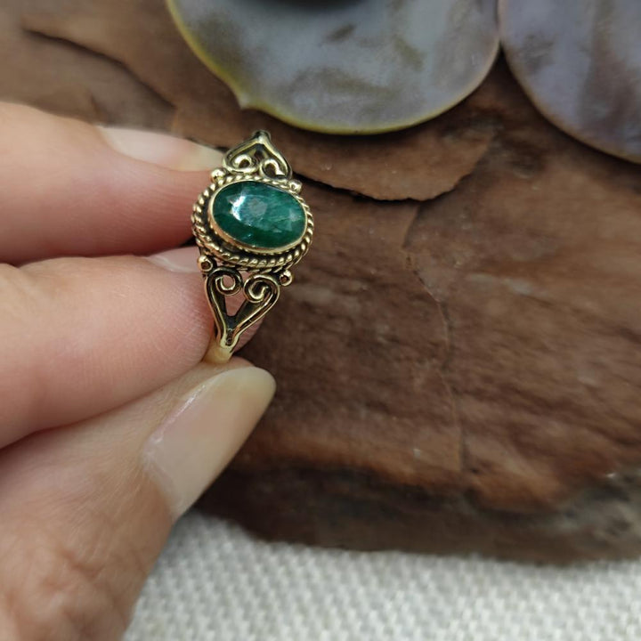 ANELLO etnico in ottone con pietra - TALAMUK