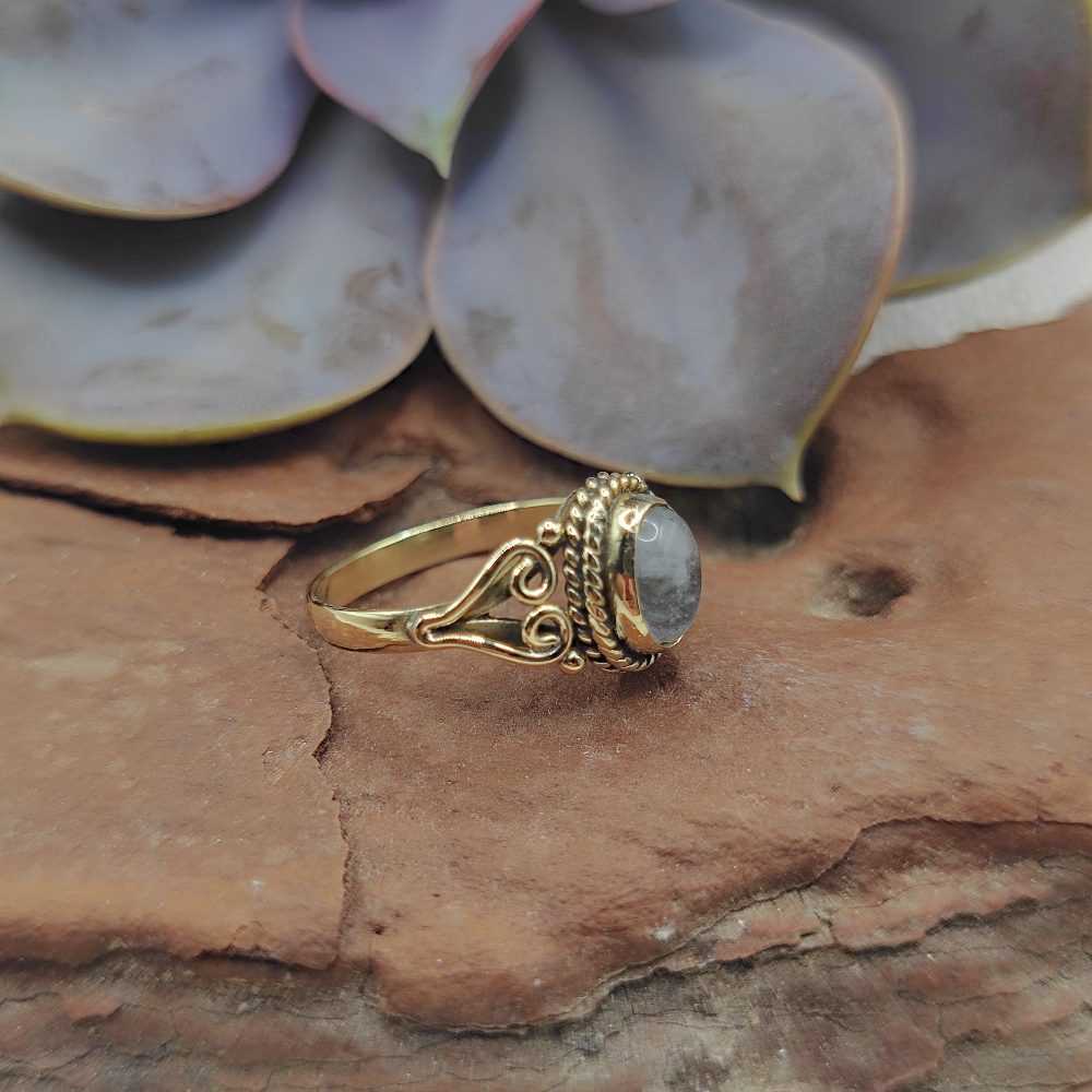 ANELLO etnico in ottone con pietra - TALAMUK