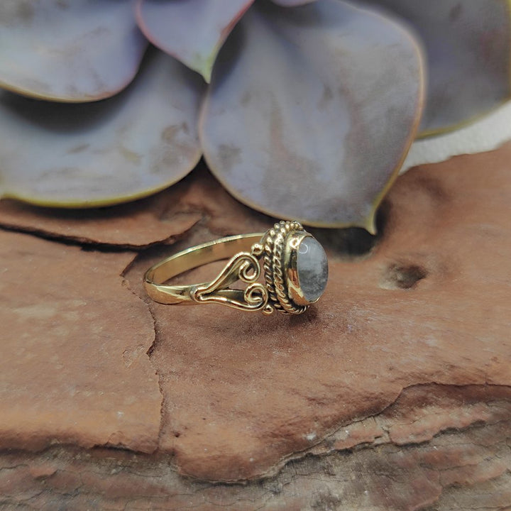 ANELLO etnico in ottone con pietra - TALAMUK