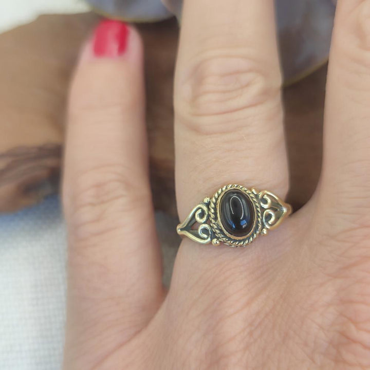 ANELLO etnico in ottone con pietra - TALAMUK