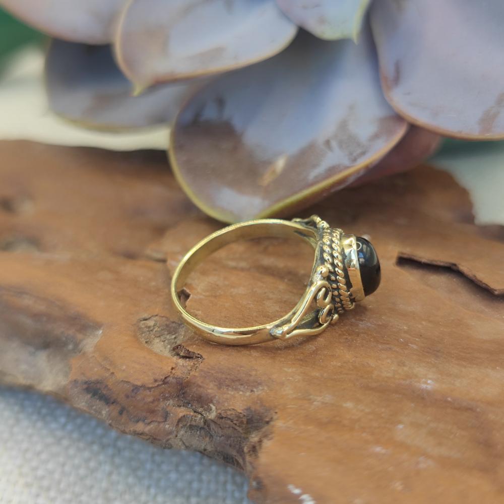 ANELLO etnico in ottone con pietra - TALAMUK
