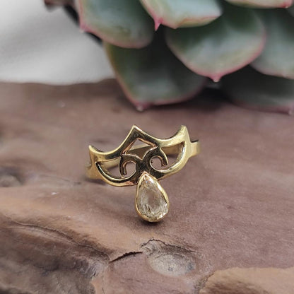 Anello etnico in ottone con ametista - KASIBUGGA