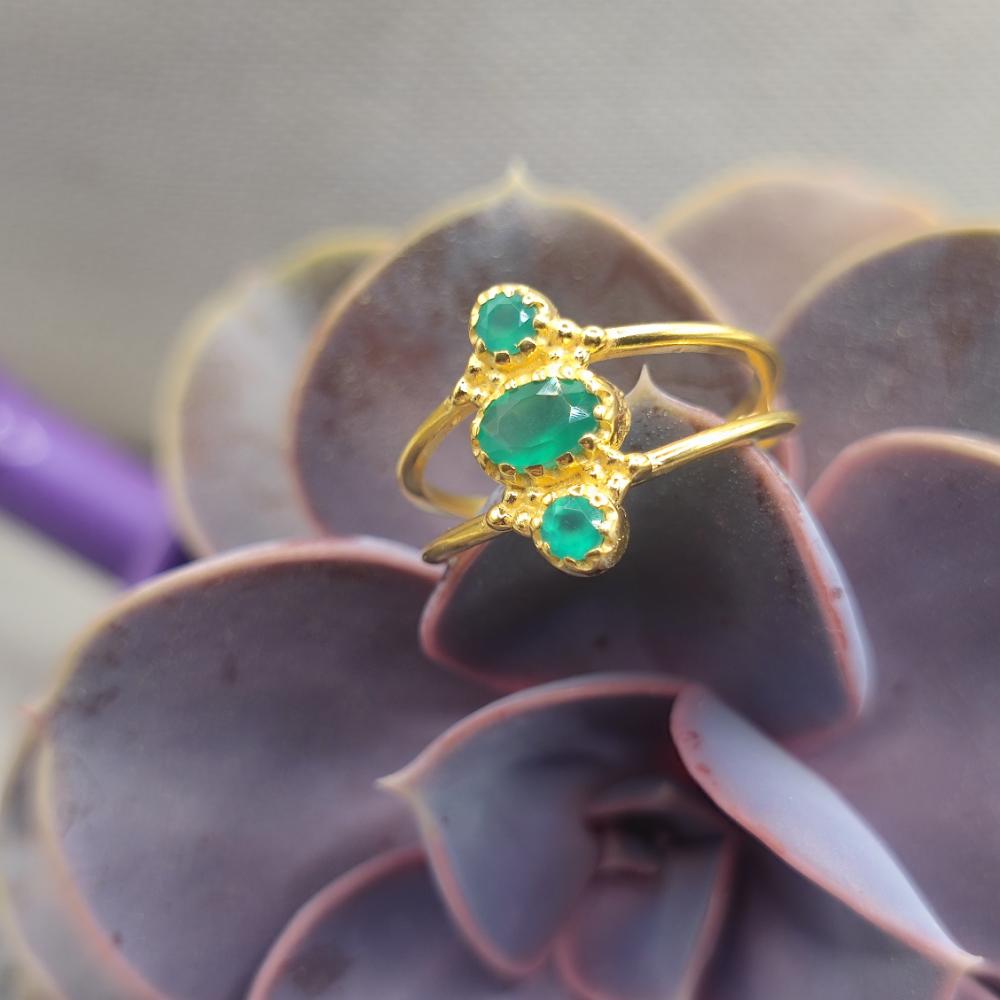 ANELLO etnico in ottone radice di smeraldo - TAROH