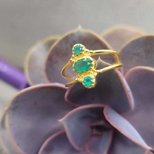 ANELLO etnico in ottone radice di smeraldo - TAROH