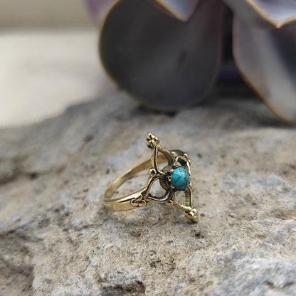 Anello etnico in ottone con turchese - DYAUS