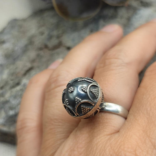 Anello etnico argento 925 con sonaglino  - VAYUNA