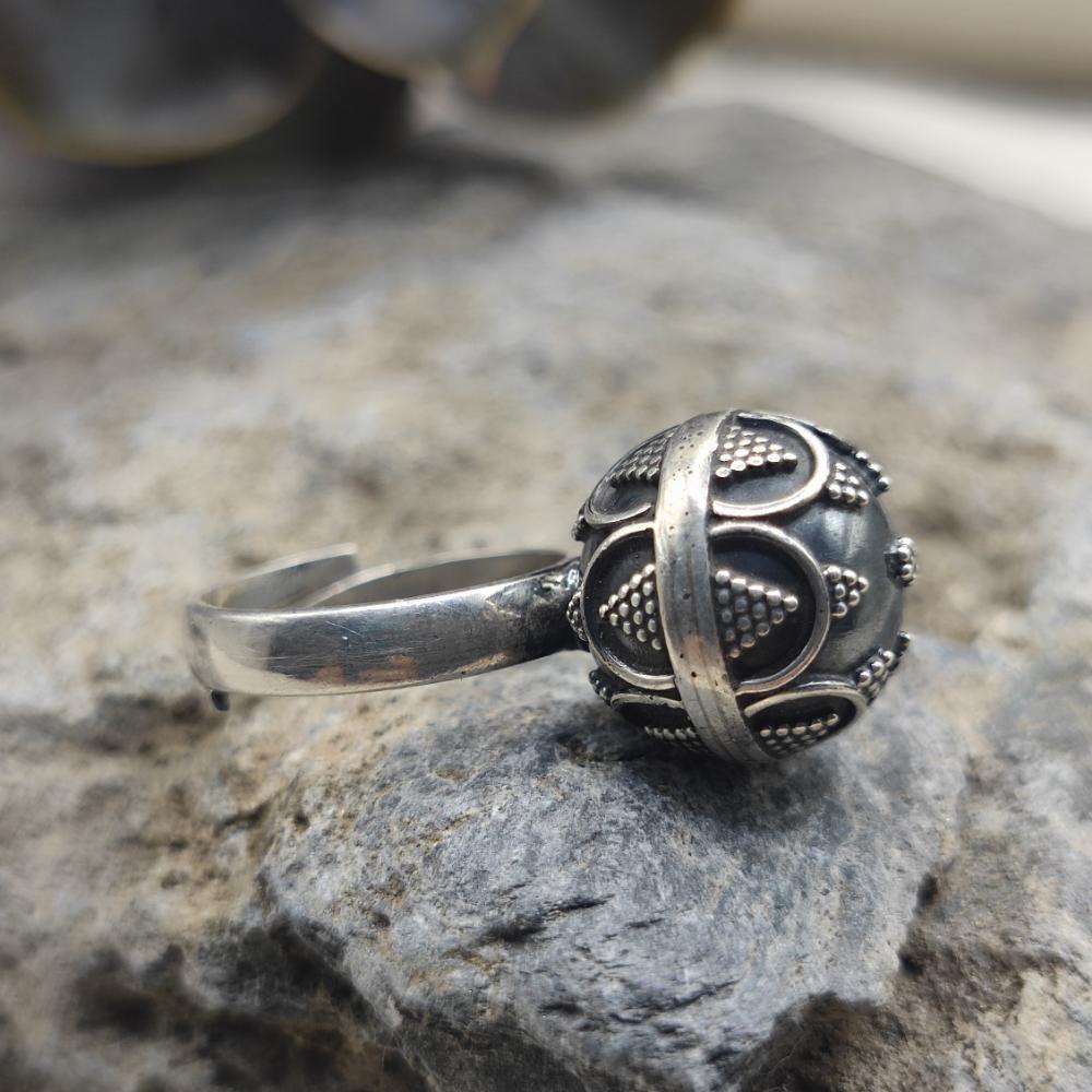 Anello etnico argento 925 con sonaglino  - VAYUNA