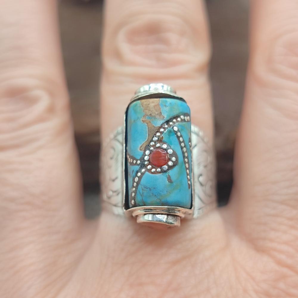 Anello tibetano in argento 925 con turchese - TIRUMALA