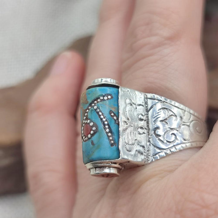 Anello tibetano in argento 925 con turchese - TIRUMALA