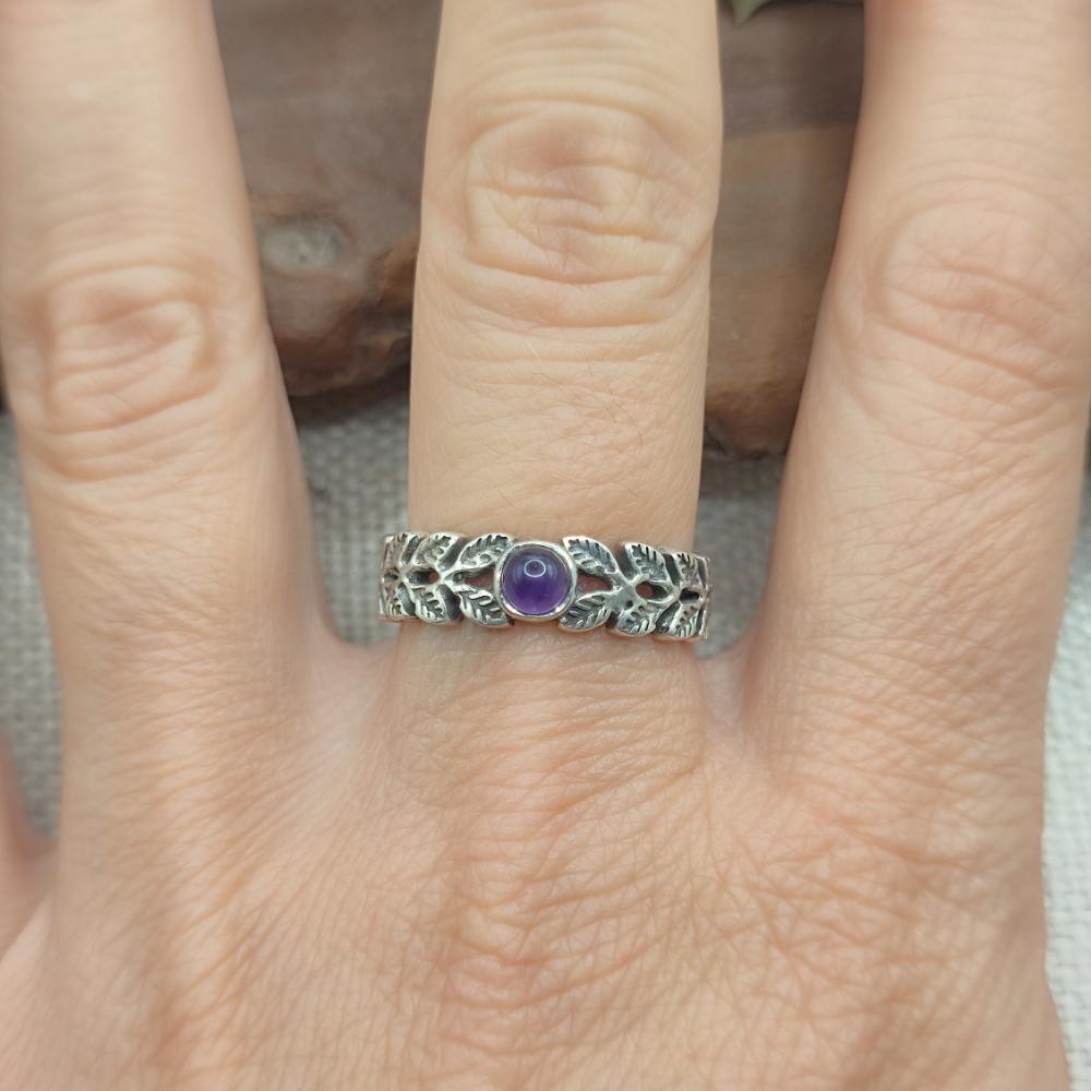 Anello a fascia in argento 925 con pietra - BHIMAVARAM