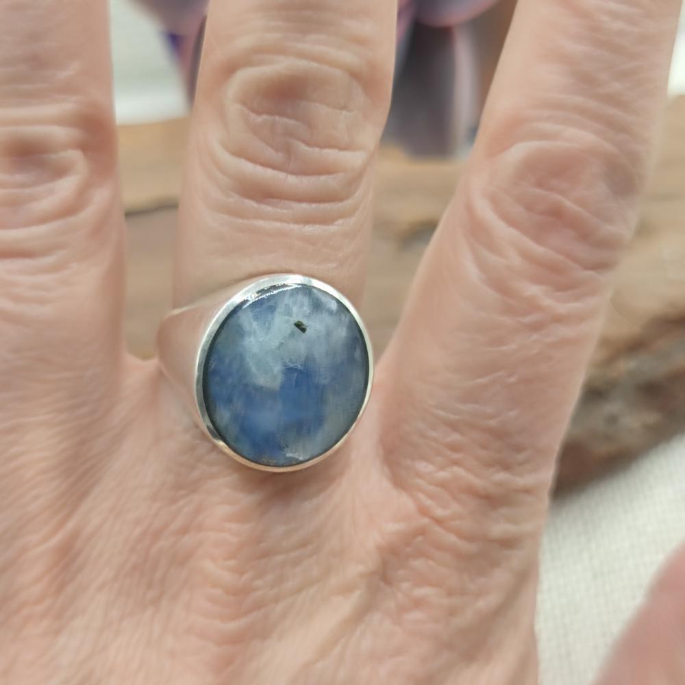 Anello a fascia in argento 925 labradorite - KAVYA