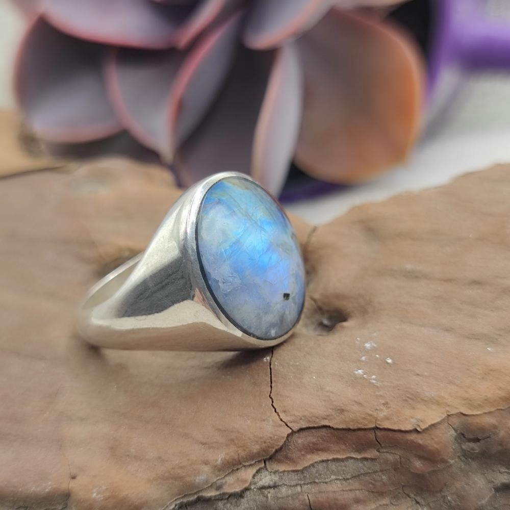 Anello a fascia in argento 925 labradorite - KAVYA