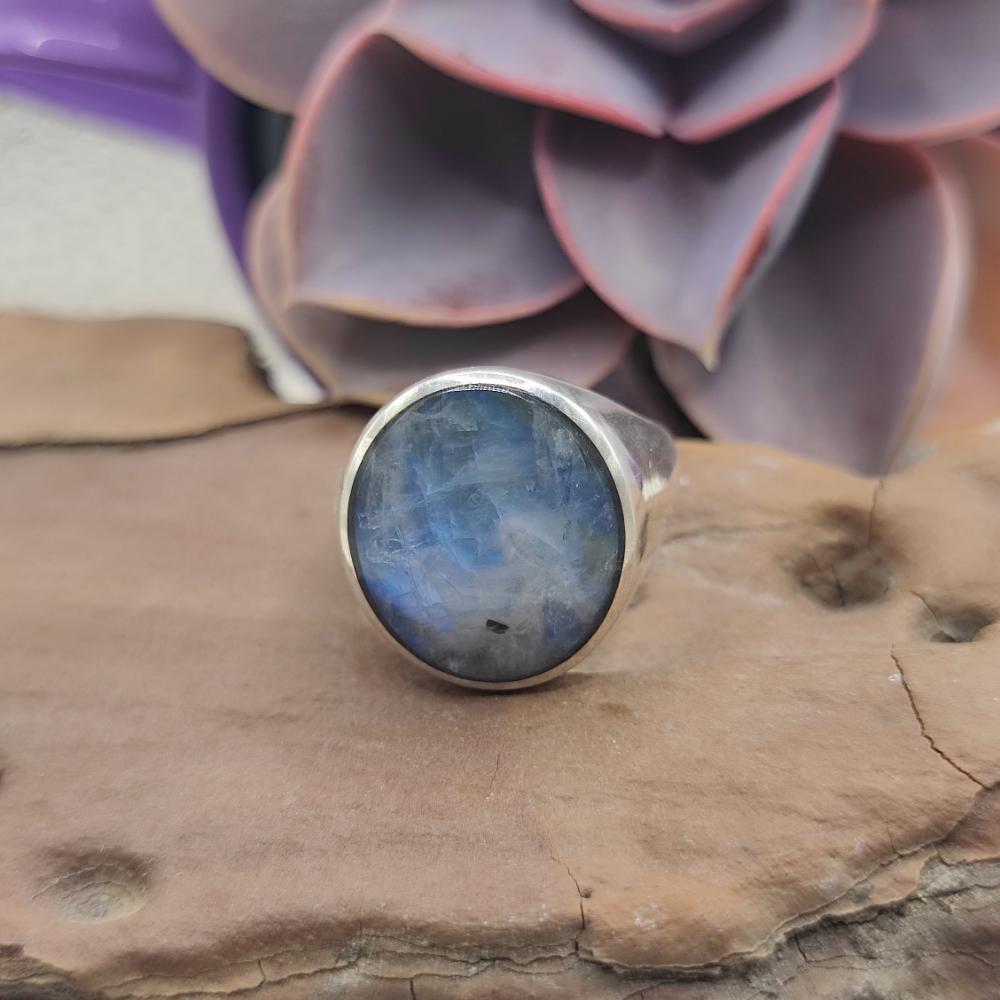 Anello a fascia in argento 925 labradorite - KAVYA