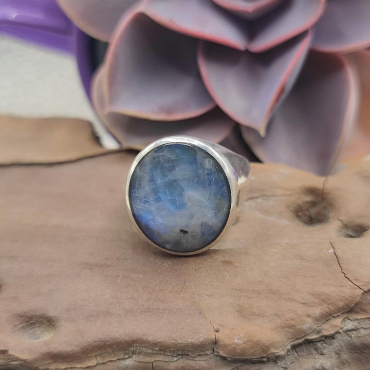Anello a fascia in argento 925 labradorite - KAVYA