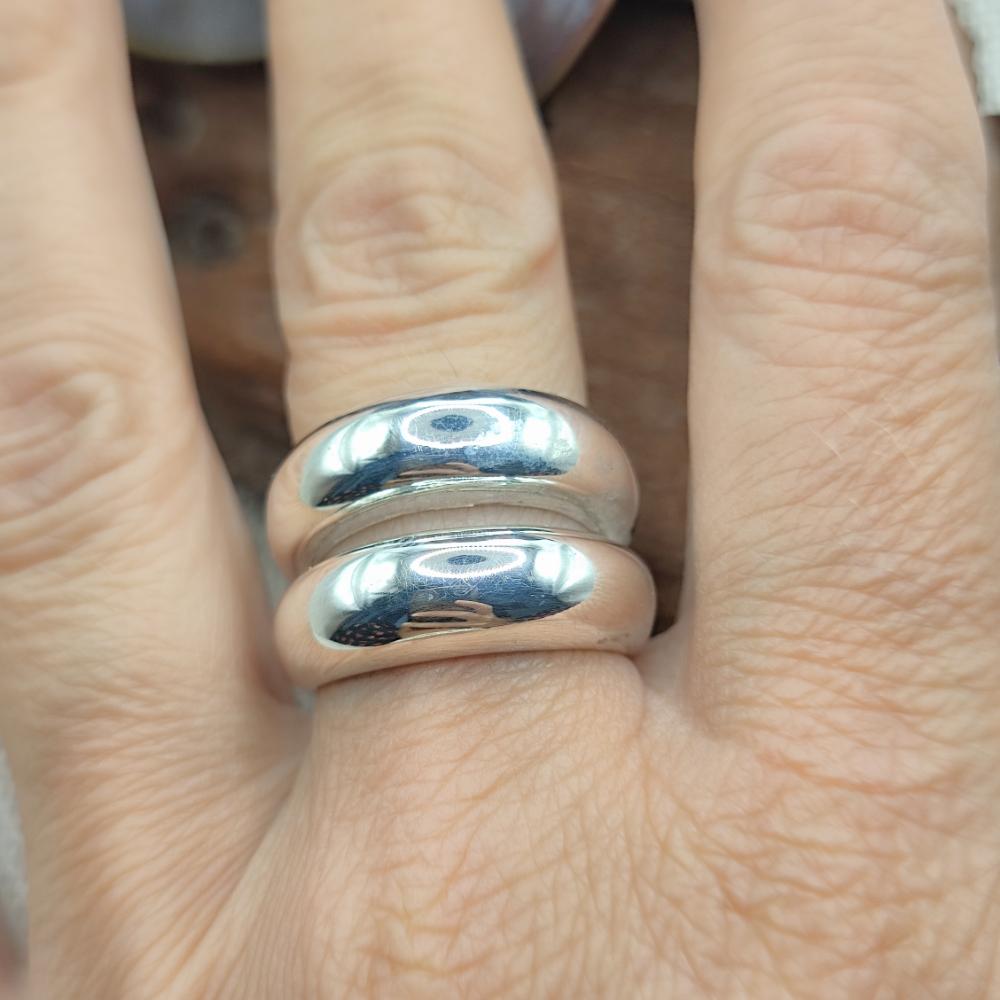 Anello a fascia bombata in argento 925 - BALANCE