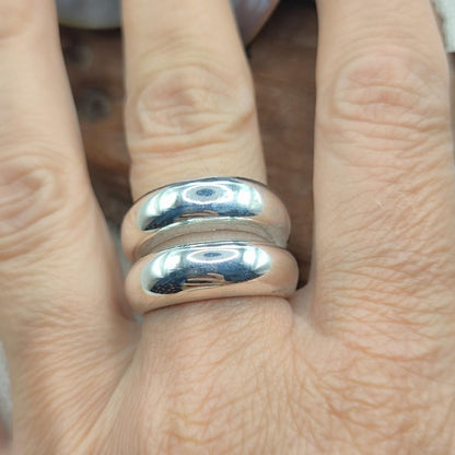 Anello a fascia bombata in argento 925 - BALANCE