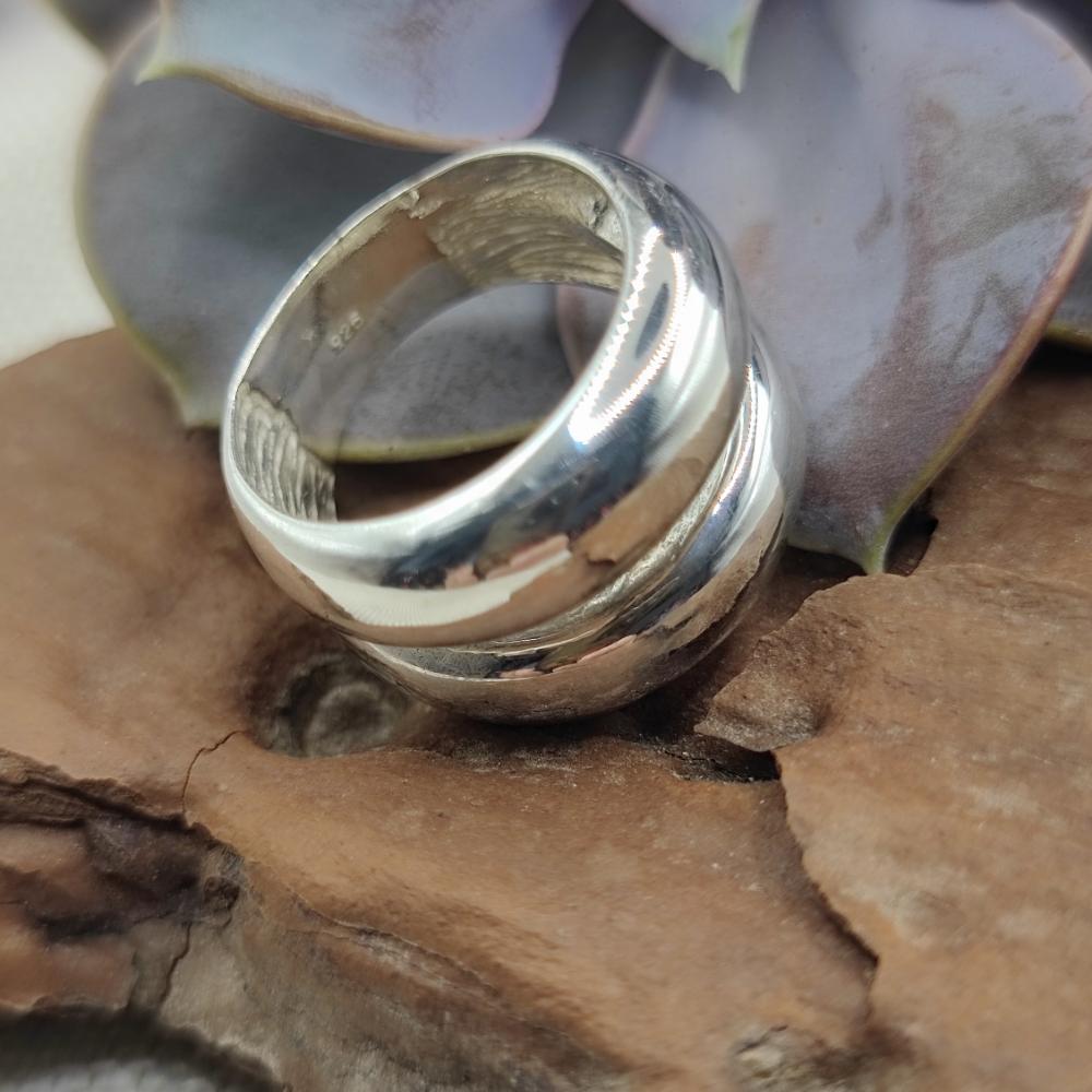 Anello a fascia bombata in argento 925 - BALANCE