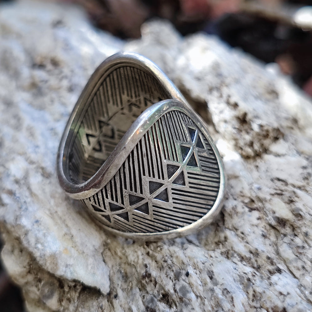 Anello etnico a fascia in argento 925 - BANDARA